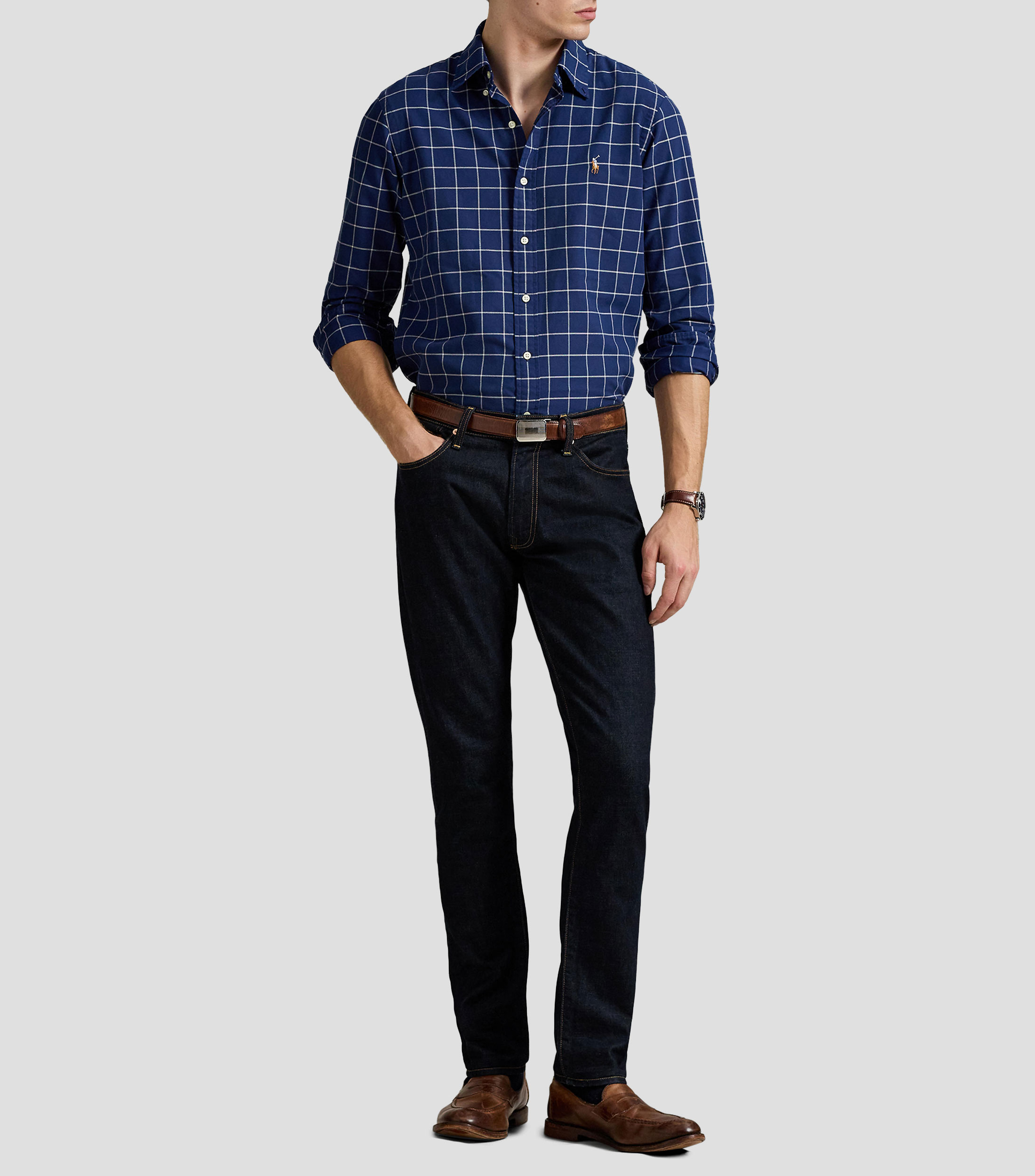 Camisa de cuadros manga larga Hombre